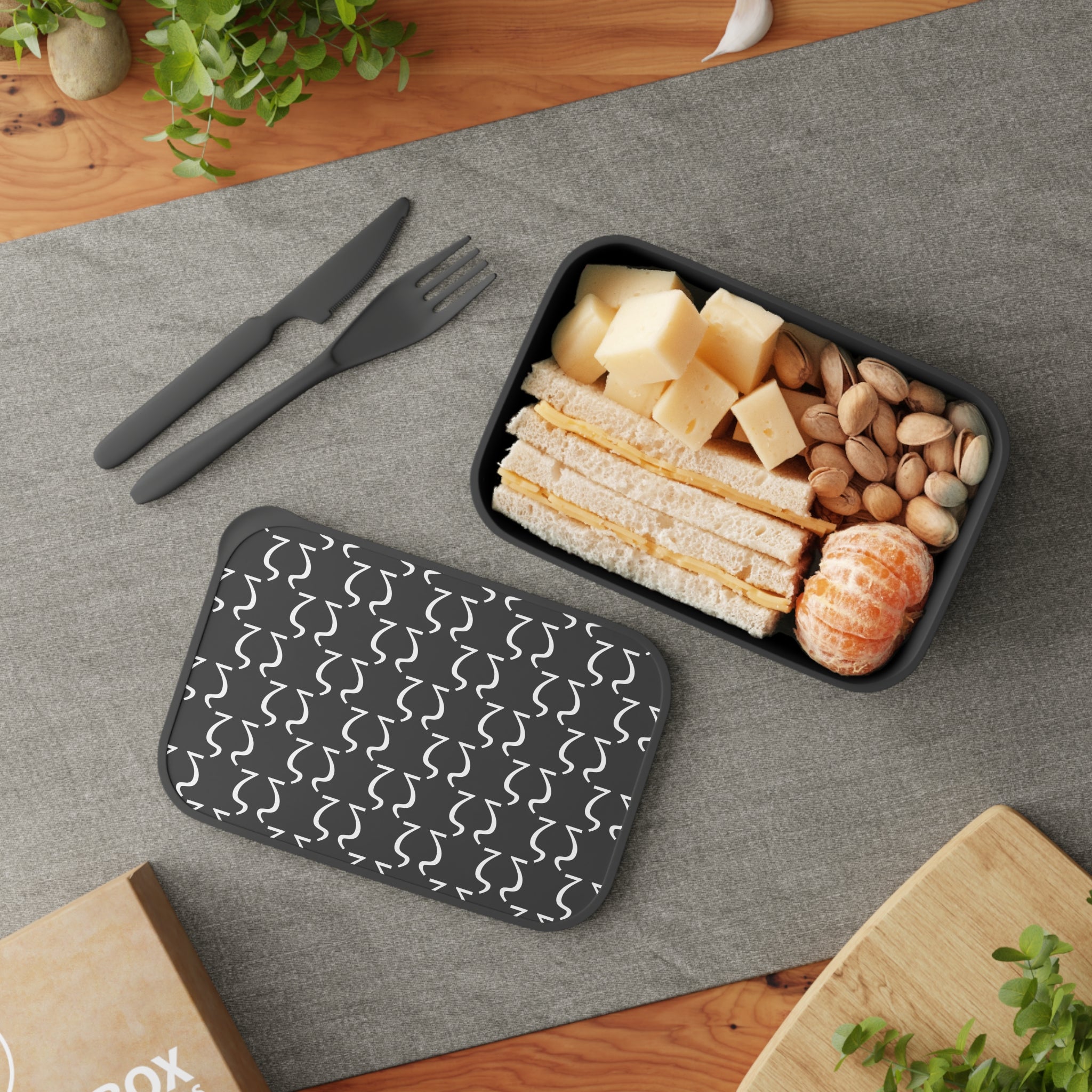 Jon Bioplastic Bento Box with Band and Utensils